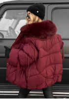 Pikowana kurtka z futerkiem Cold Without You burgundowa