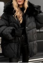 Pikowana kurtka z futerkiem Cold Without You czarna