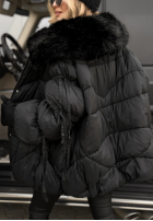 Pikowana kurtka z futerkiem Cold Without You czarna