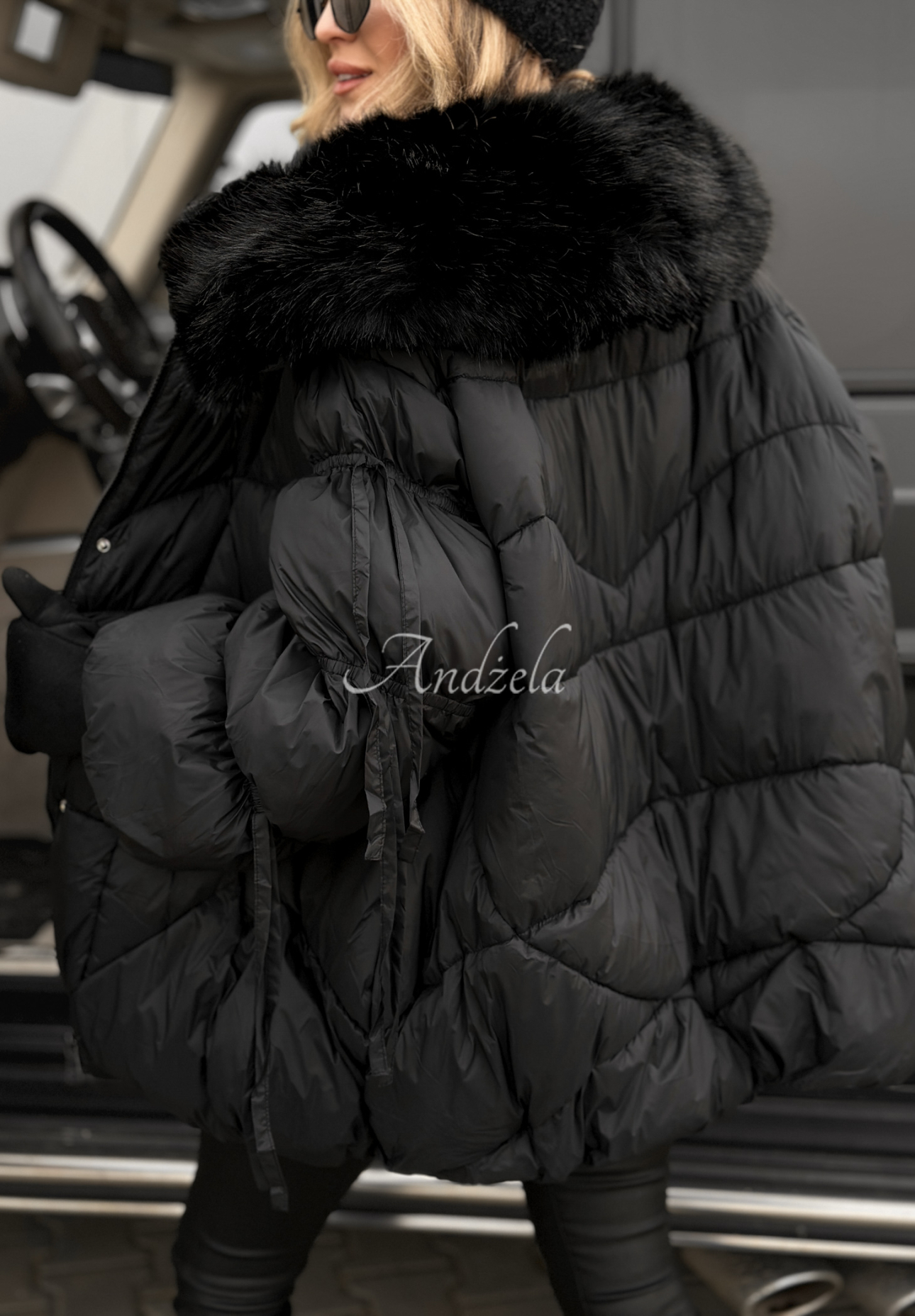 Quilted jacket with fur Cold Without You black