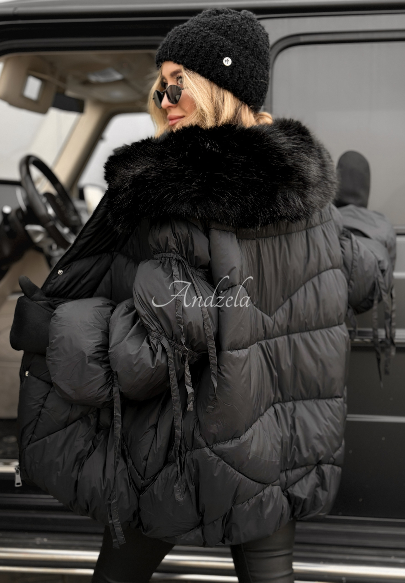 Quilted jacket with fur Cold Without You black