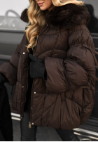 Pikowana kurtka z futerkiem Cold Without You czekoladowa