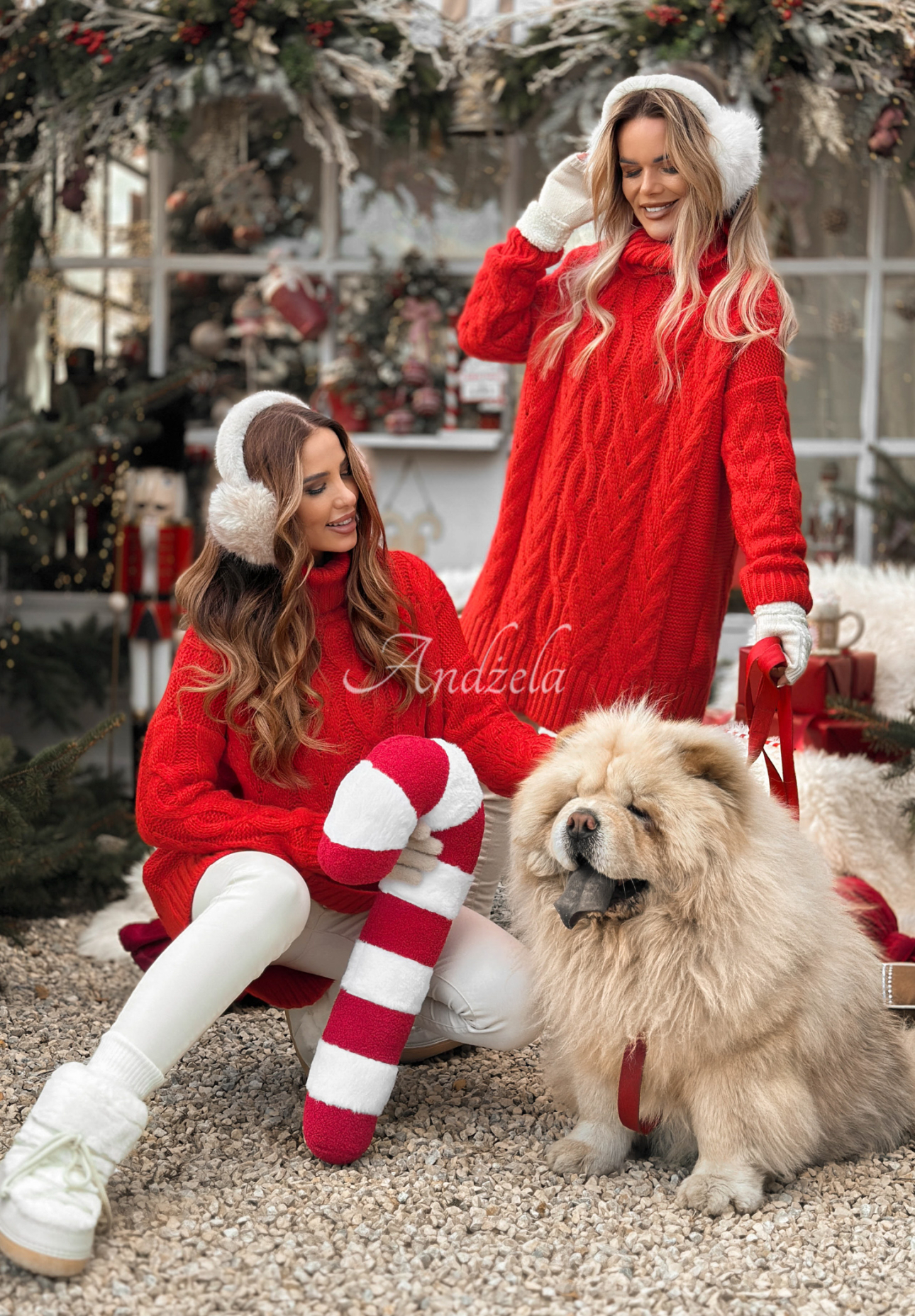 Decoratively woven turtleneck and wool sweater Wrapped In Comfort red