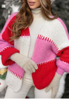 Krótki kardigan Cold Coffee różowo-czerwony