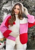 Cold Coffee pink-red short cardigan