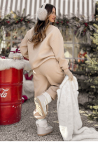 Komplet dresowy bluza i spodnie So Happy Because Winter beżowy