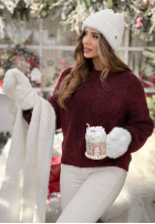 Sweter Cuddly Companion burgundowy