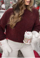 Sweter Cuddly Companion burgundowy