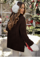 Sweter oversize z golfem Peaceful czekoladowy