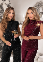 Cekinowa bluzka z marszczeniami Shiny Obsession czarna