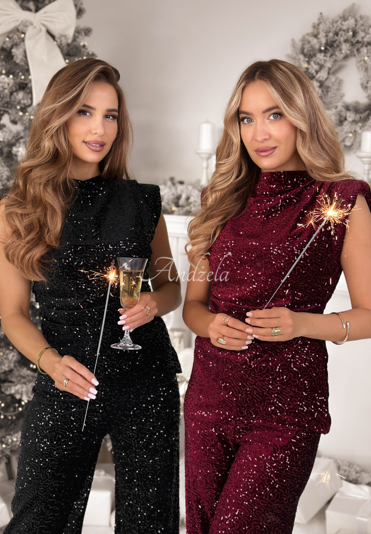 The Mistletoe Lady black sequin crinkle blouse