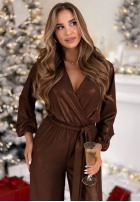 Długi kombinezon Not Sure Yet czekoladowy