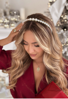 Perełkowa opaska do włosów Pearla ecru