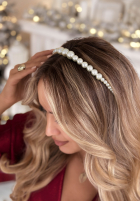 Perełkowa opaska do włosów Pearla ecru