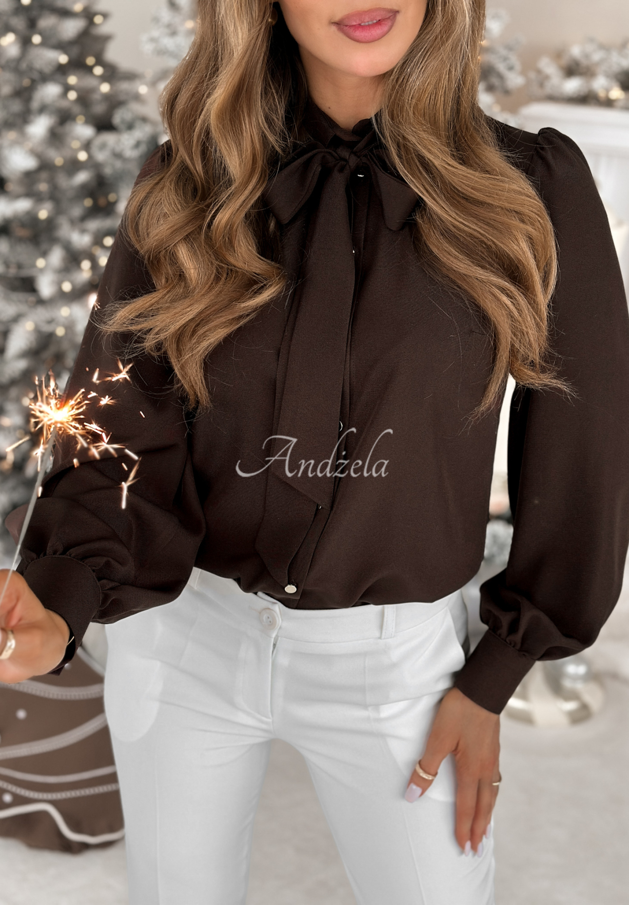 Tiered shirt with viscose Special One chocolate