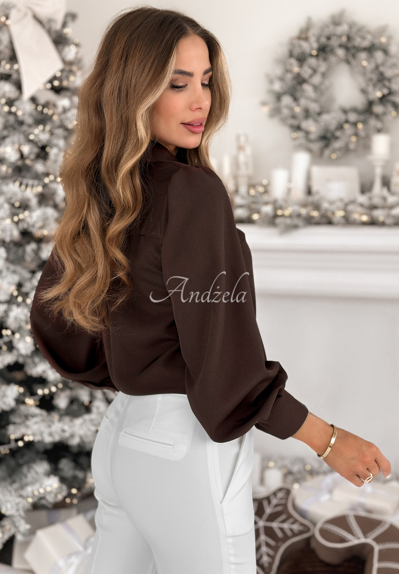 Tiered shirt with viscose Special One chocolate