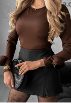 Bluzka z ozdobnymi różami Rose All Day czekoladowa