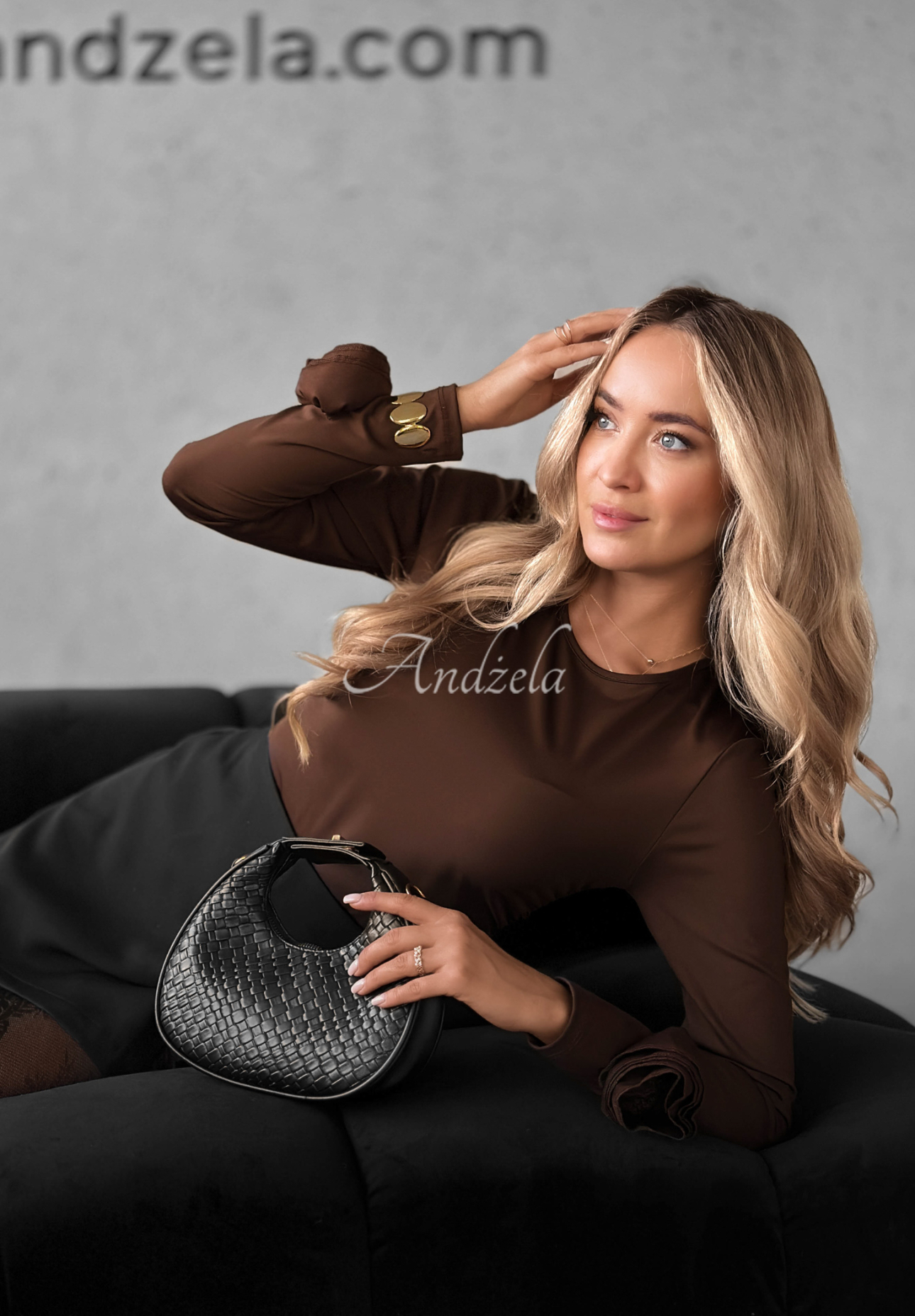 Blouse with decorative roses Rose All Day chocolate