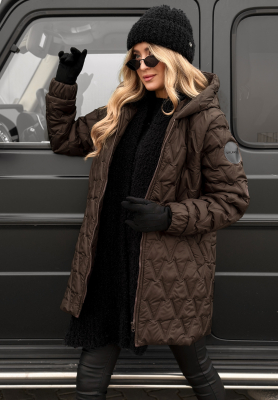 Chilly Nights chocolate quilted hooded jacket