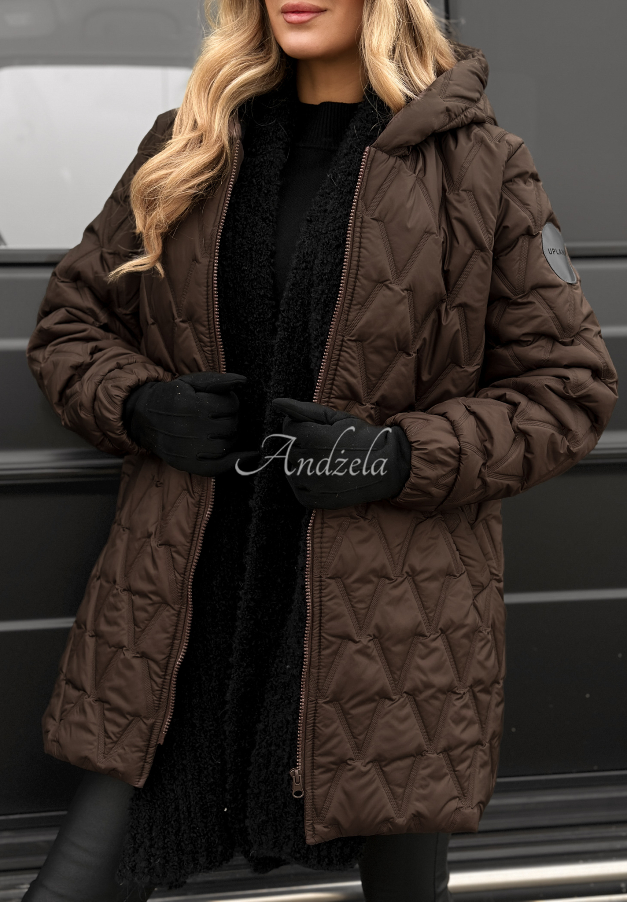 Chilly Nights chocolate quilted hooded jacket