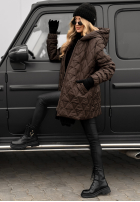 Pikowana kurtka z kapturem Chilly Nights czekoladowa