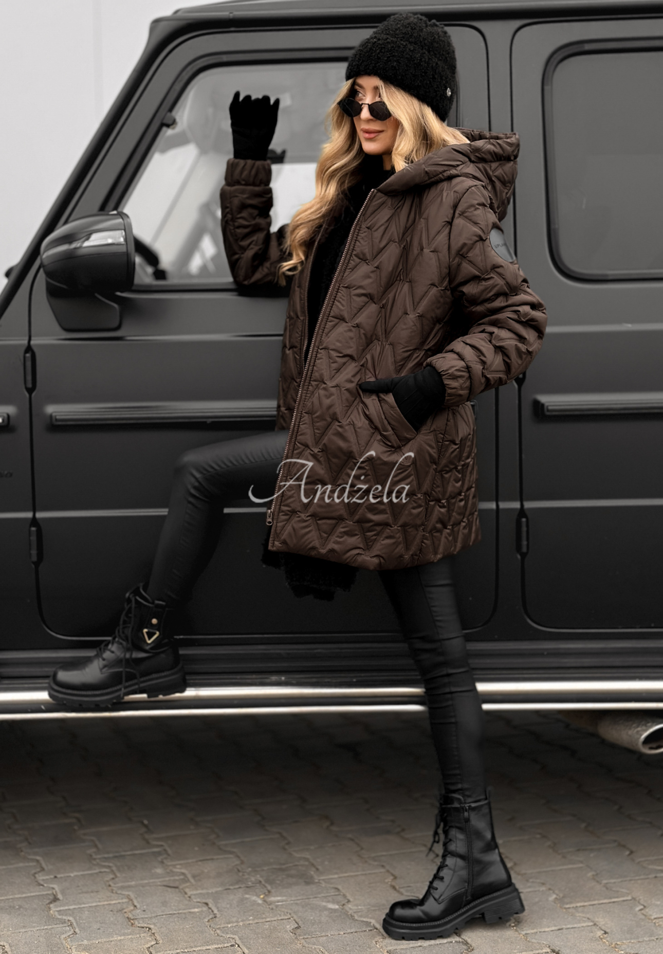Chilly Nights chocolate quilted hooded jacket