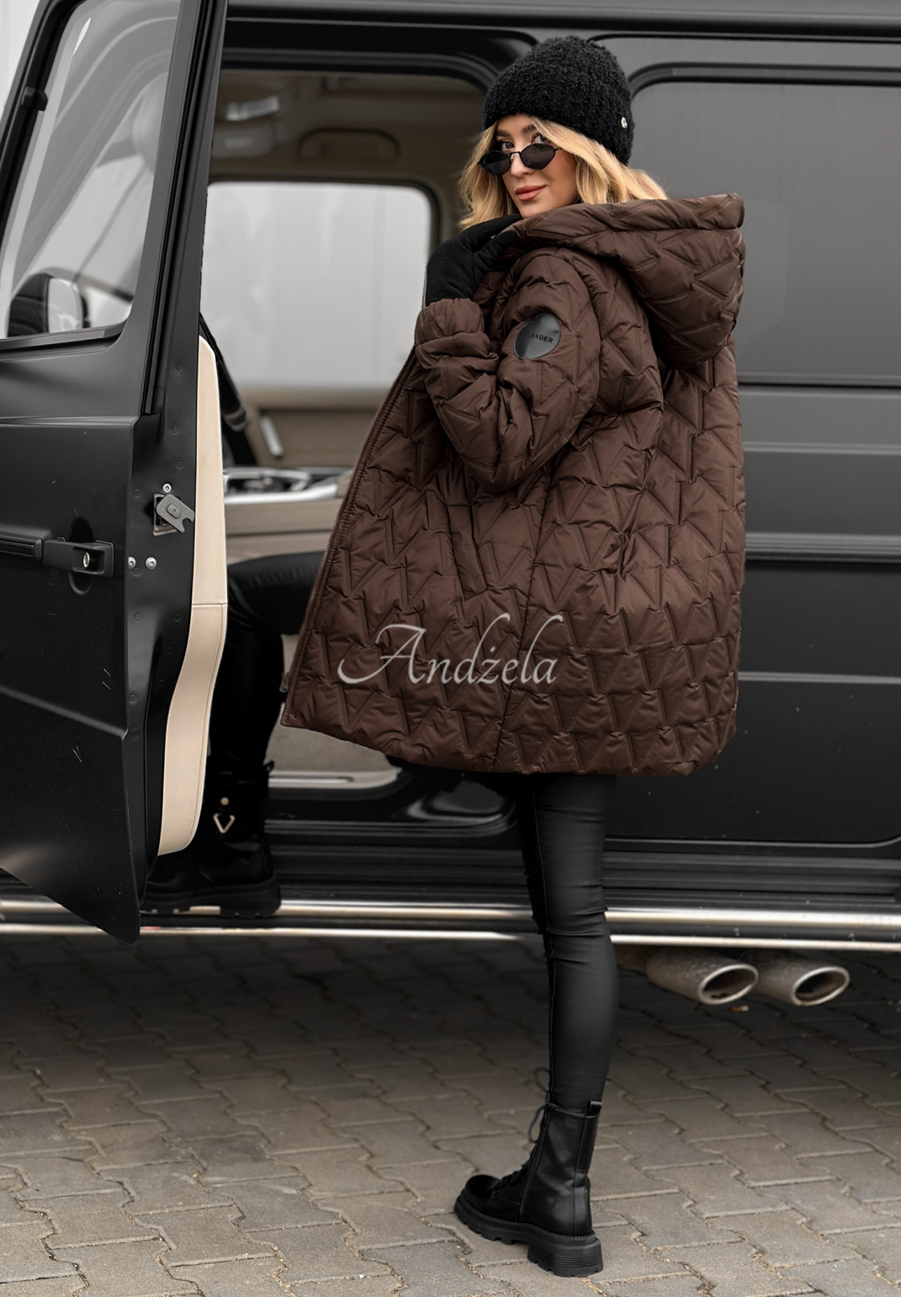 Chilly Nights chocolate quilted hooded jacket