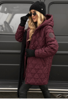 Pikowana kurtka z kapturem Chilly Nights burgundowa