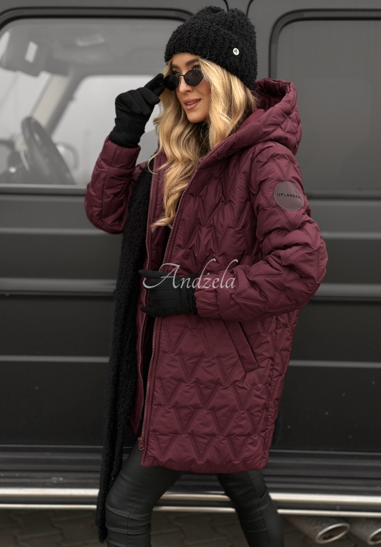 Chilly Nights burgundy quilted hooded jacket