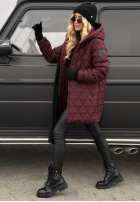 Pikowana kurtka z kapturem Chilly Nights burgundowa