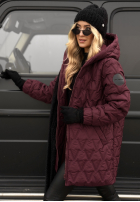 Pikowana kurtka z kapturem Chilly Nights burgundowa