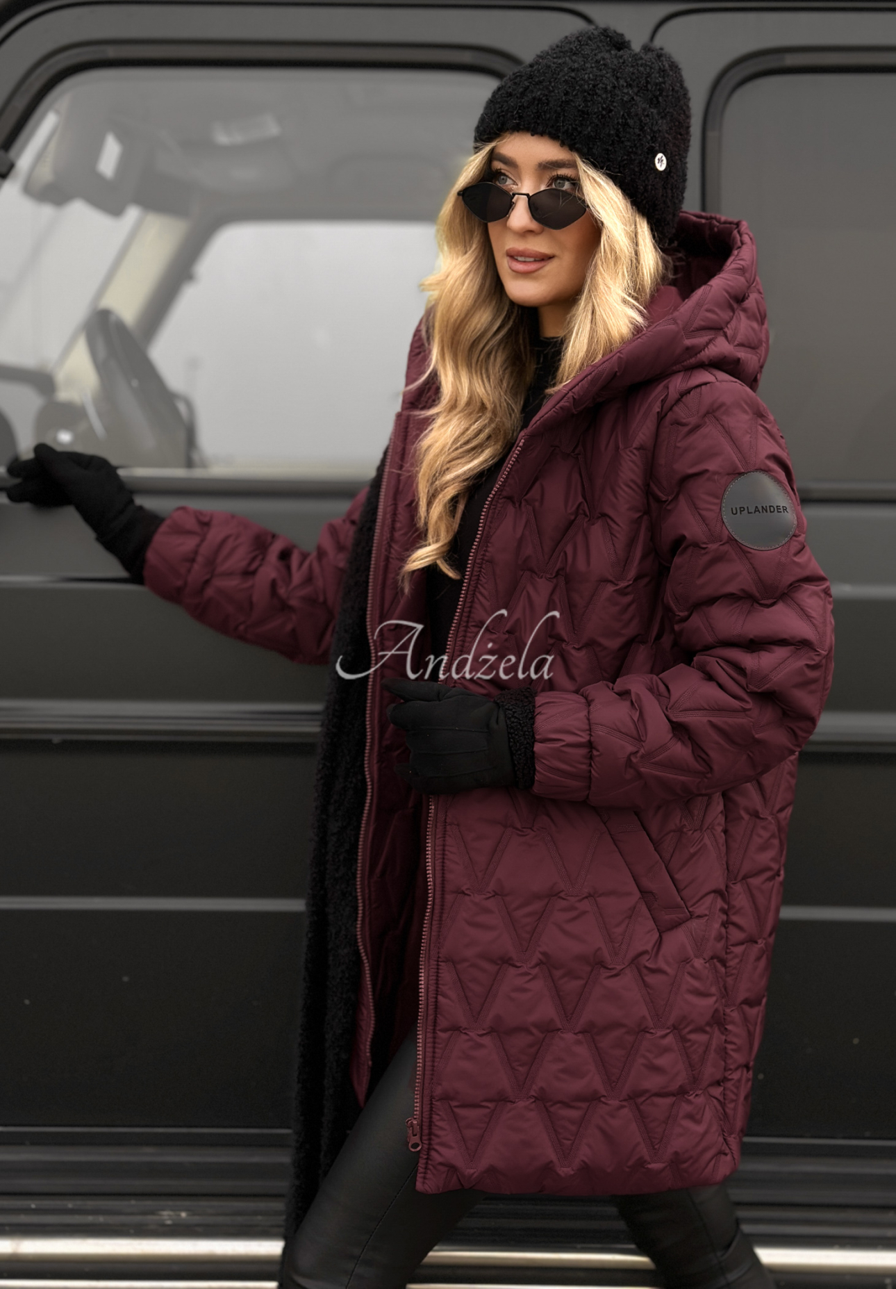 Chilly Nights burgundy quilted hooded jacket
