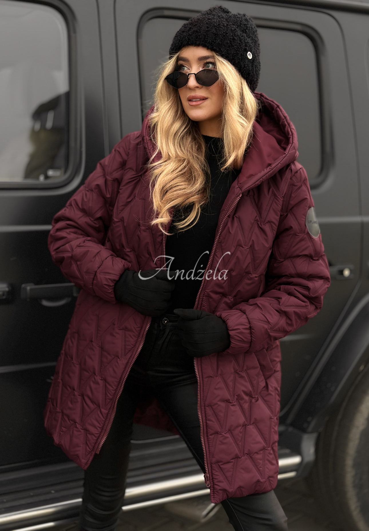 Chilly Nights burgundy quilted hooded jacket