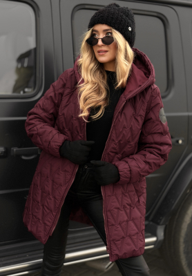 Chilly Nights burgundy quilted hooded jacket