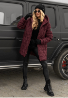 Pikowana kurtka z kapturem Chilly Nights burgundowa