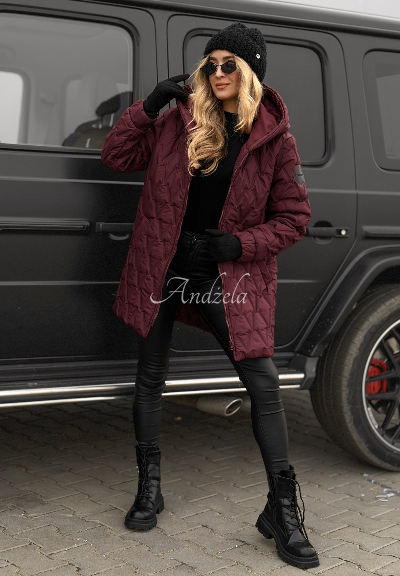 Chilly Nights burgundy quilted hooded jacket