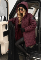 Pikowana kurtka z kapturem Chilly Nights burgundowa