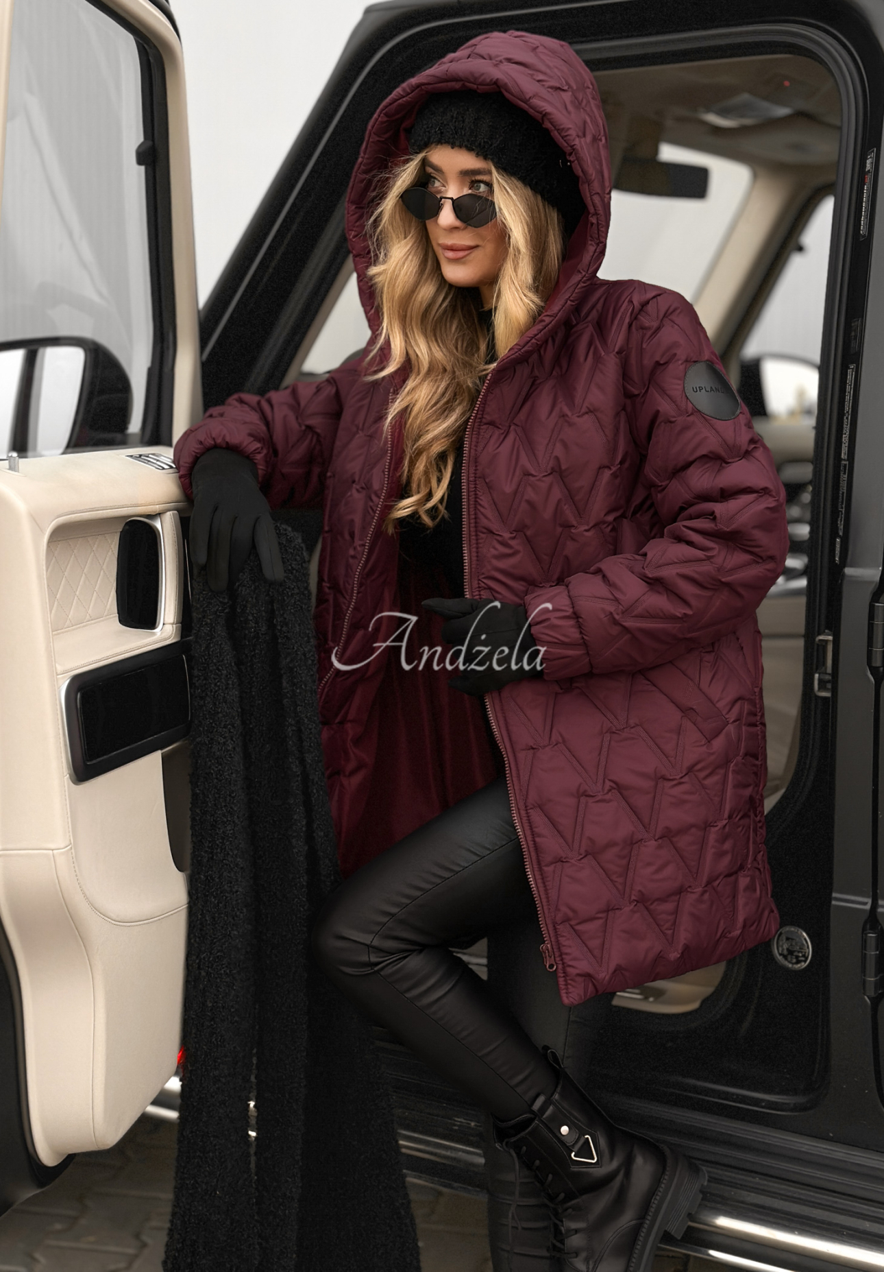 Chilly Nights burgundy quilted hooded jacket