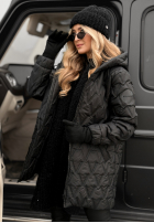 Pikowana kurtka z kapturem Chilly Nights czarna