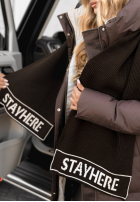 Komplet czapka i szali Stay Here Winter czekoladowy