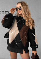 Sweater in diamonds with wool and viscose Sweet Apple Pie black