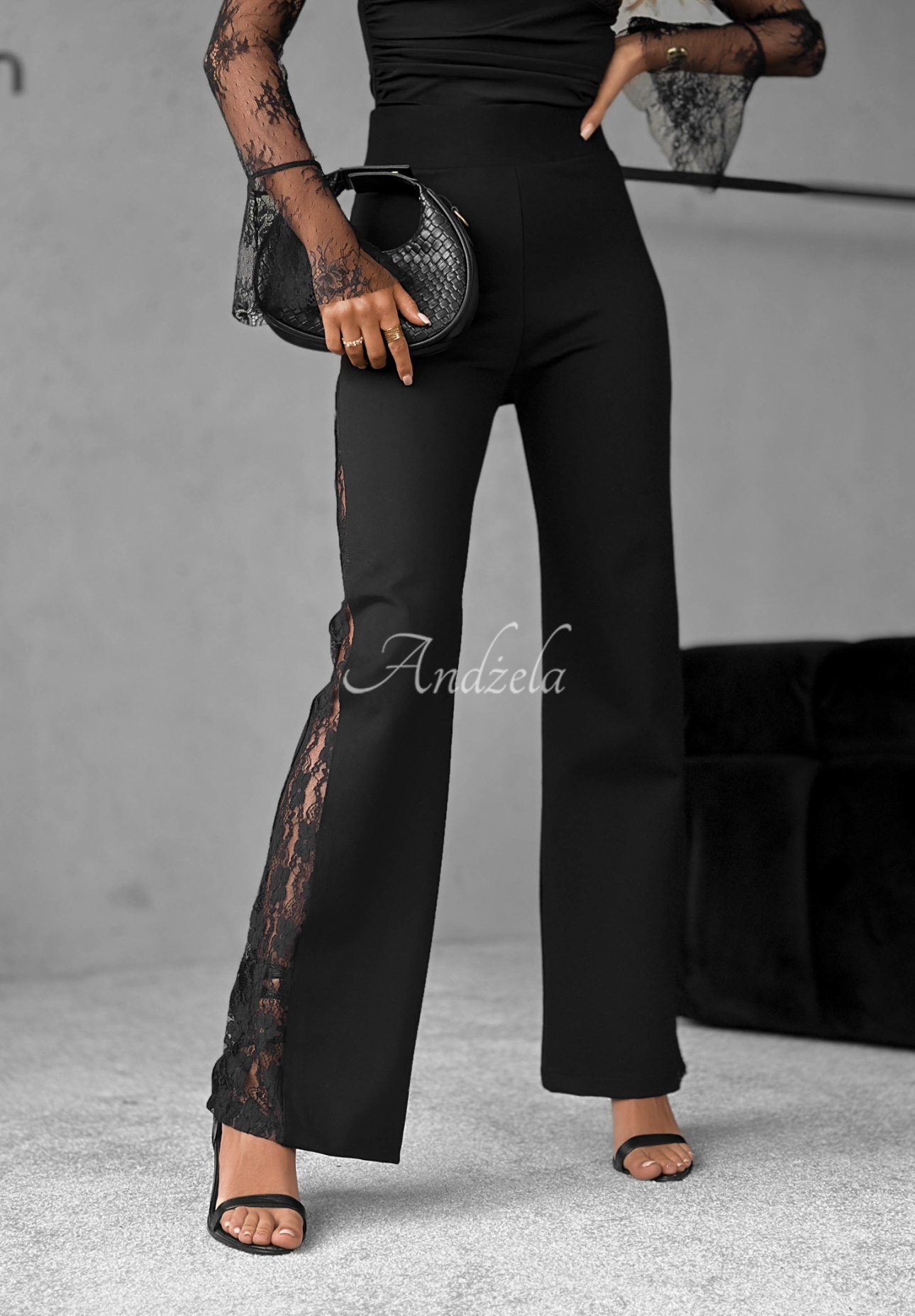 Viscose pants with lace Dear Men black