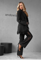 Materiałowe spodnie z koronką Dear Men czarne