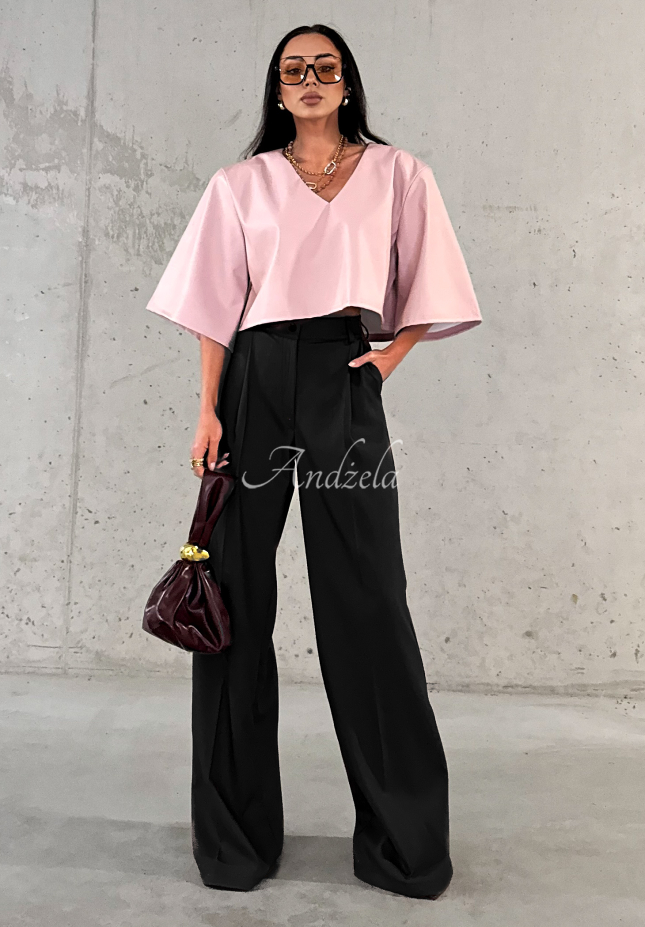Elegant viscose wide leg pants La Milla Coffee First black