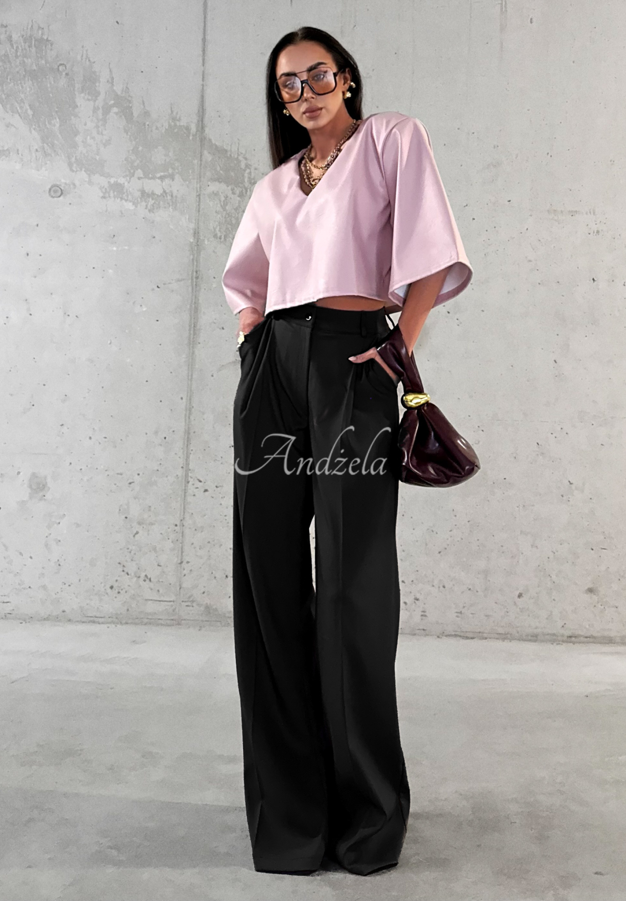 Elegant viscose wide leg pants La Milla Coffee First black