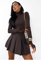 Plisowane spódnico-spodenki mini La Milla Casa De Moda czekoladowe