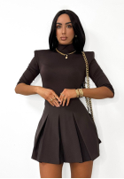 Plisowane spódnico-spodenki mini La Milla Casa De Moda czekoladowe