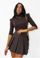 Plisowane spódnico-spodenki mini La Milla Casa De Moda czekoladowe