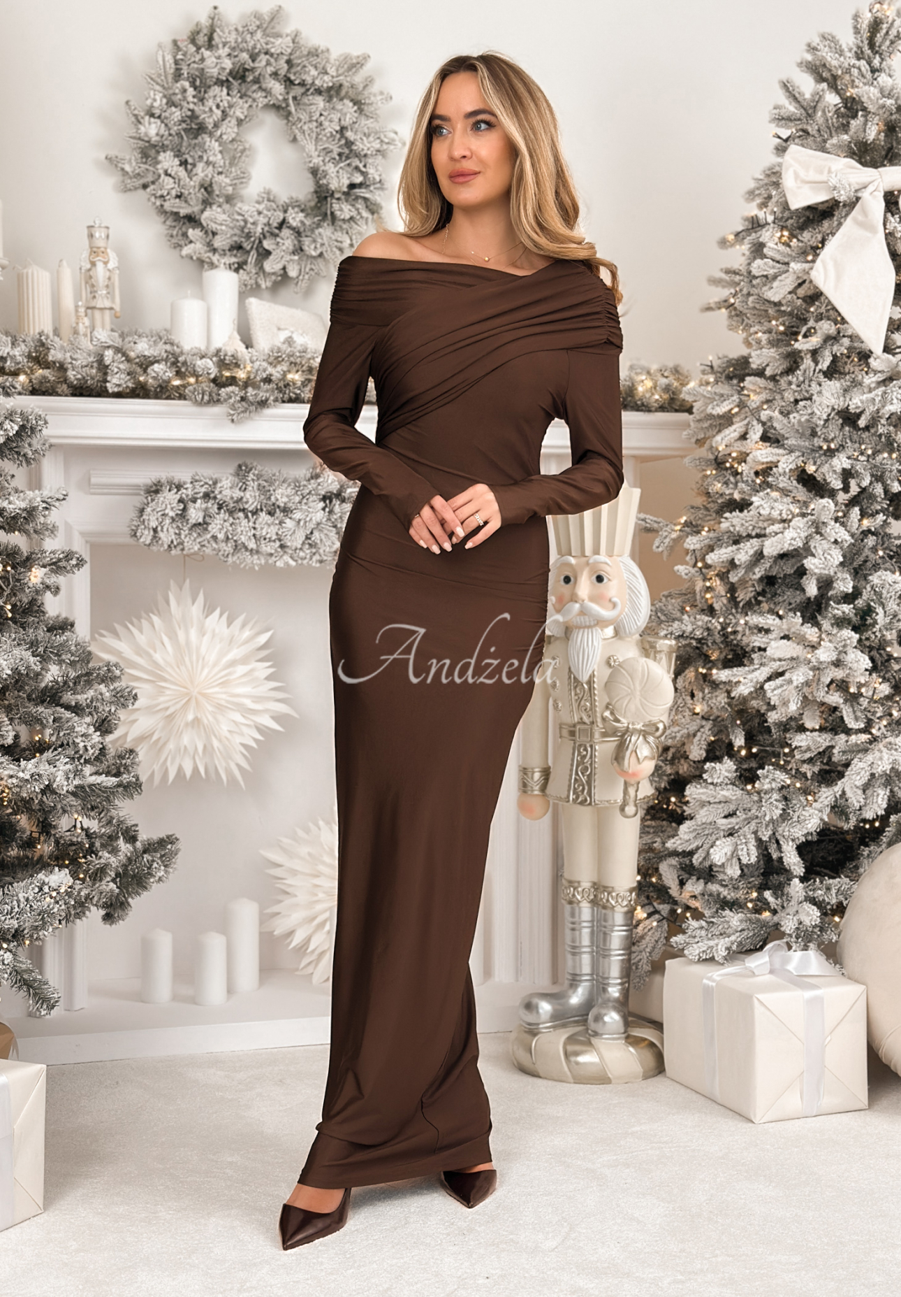 Fitted maxi dress Magical Night chocolate