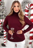 Krótki sweter z golfem Sweater Mood burgundowy
